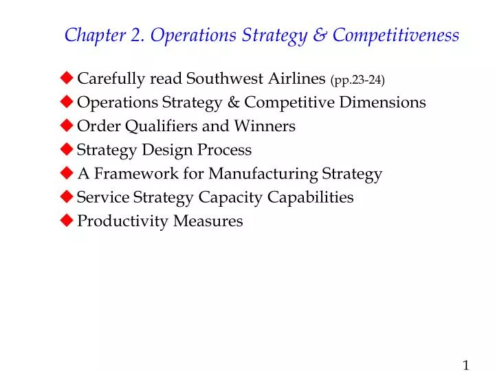 chapter 2 operations strategy competitiveness