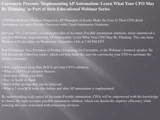 Corcentric Presents 'Implementing AP Automation: Learn What