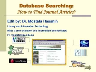 Database Searching: How to Find Journal Articles?