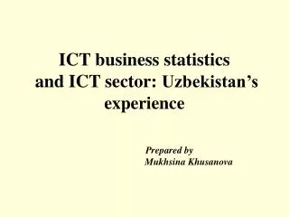 ICT business statistics and ICT sector: Uzbekistan’s experience