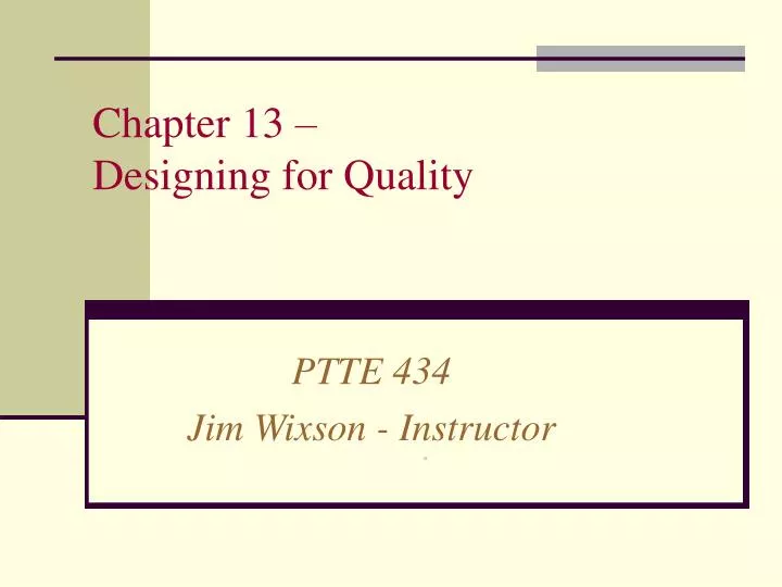 chapter 13 designing for quality