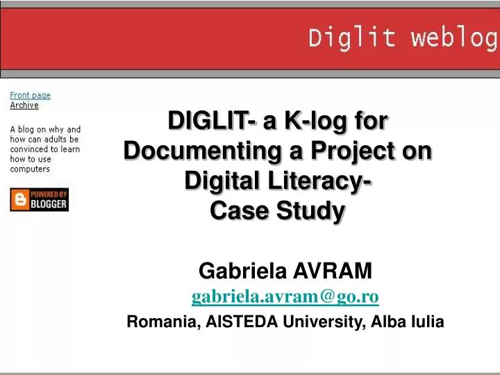 diglit a k log for documenting a project on digital literacy case study