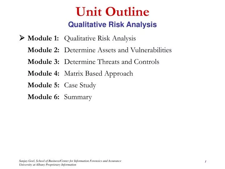 unit outline qualitative risk analysis