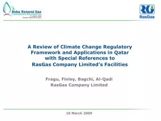 A Review of Climate Change Regulatory Framework and Applications in Qatar with Special References to RasGas Company Li