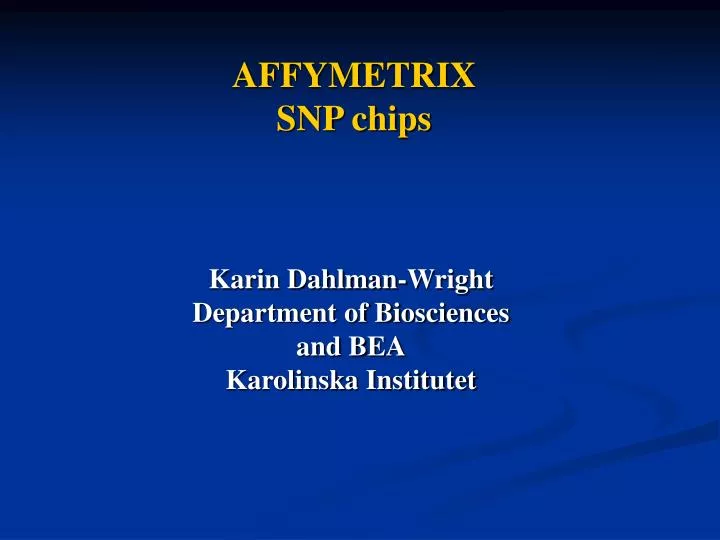 affymetrix snp chips