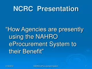 NCRC Presentation