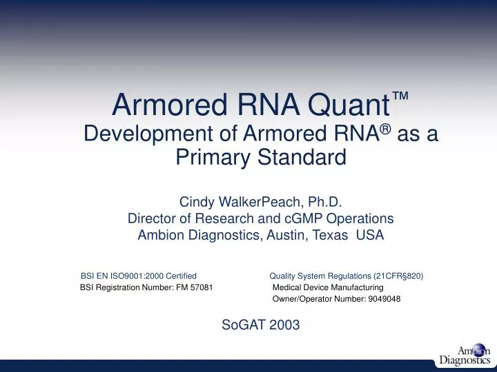 armored rna quant development of armored rna as a primary standard