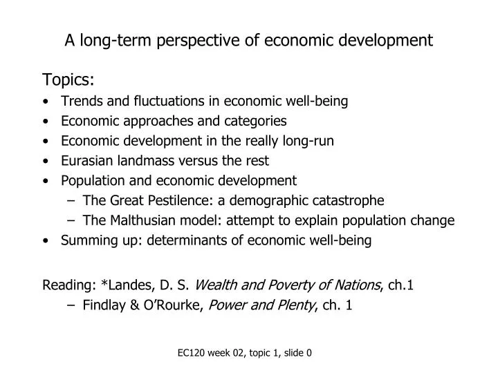 a long term perspective of economic development