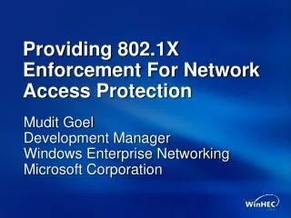 Providing 802.1X Enforcement For Network Access Protection
