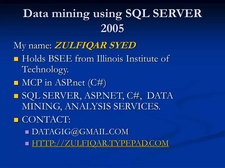 data mining using sql server 2005