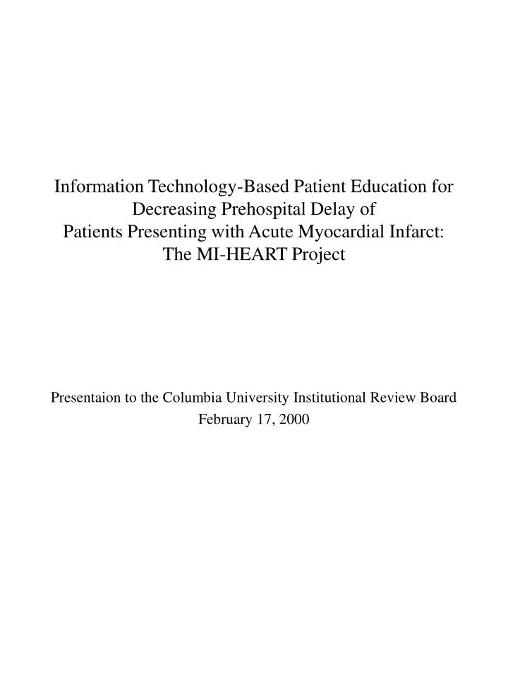 presentaion to the columbia university institutional review board february 17 2000