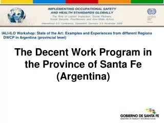The Decent Work Program in the Province of Santa Fe (Argentina)
