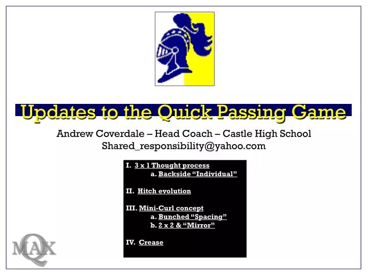 updates to the quick passing game