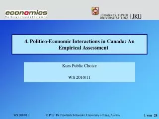 4. Politico-Economic Interactions in Canada: An Empirical Assessment