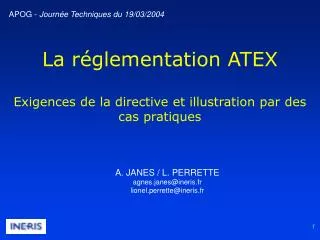 La réglementation ATEX Exigences de la directive et illustration par des cas pratiques