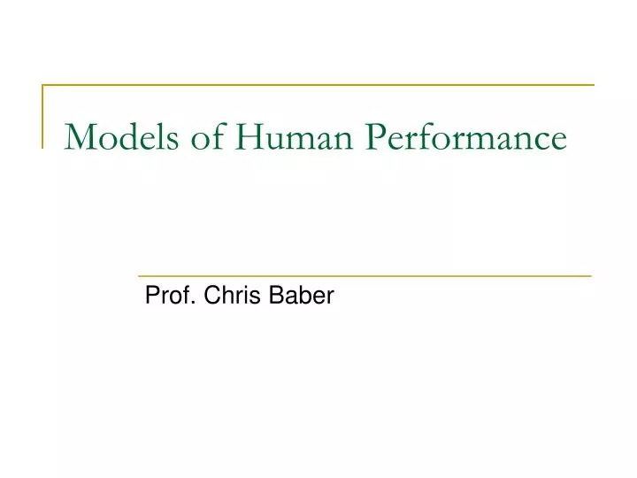 models of human performance