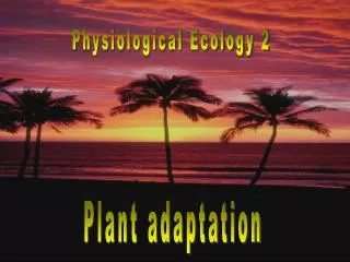 Physiological Ecology 2