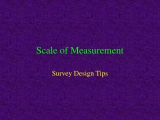 Scale of Measurement