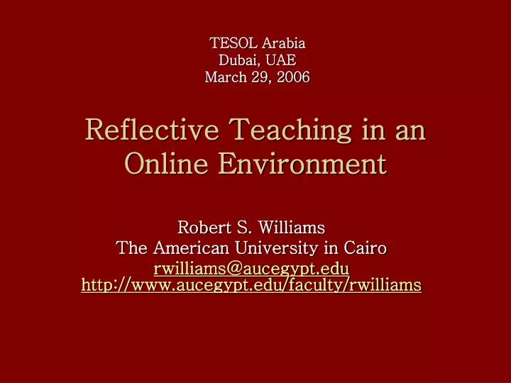 reflective teaching in an online environment