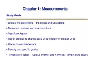 Chapter 1: Measurements
