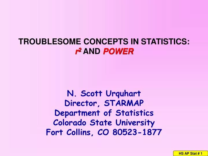 troublesome concepts in statistics r 2 and power