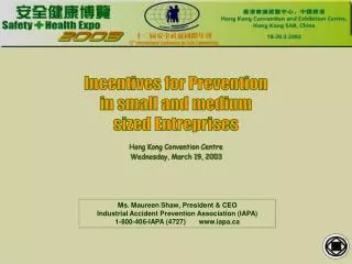 Incentives for Prevention in small and medium sized Entreprises