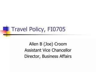 Travel Policy, FI0705