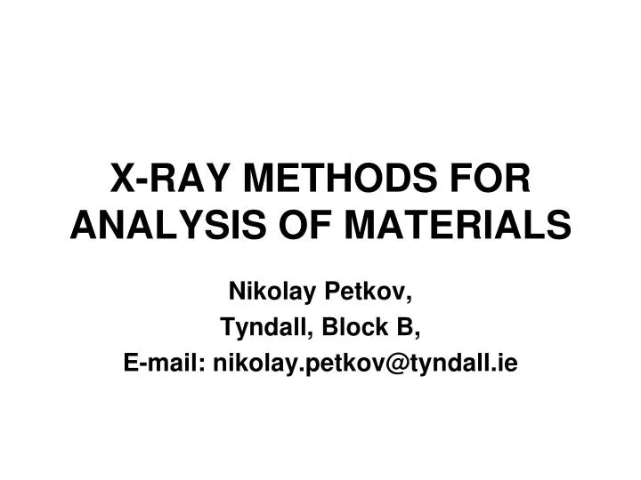 x ray methods for analysis of materials