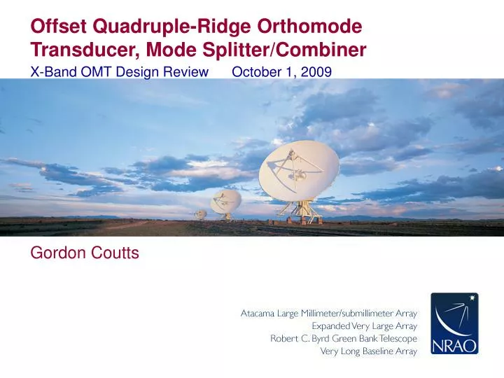 offset quadruple ridge orthomode transducer mode splitter combiner