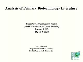 Analysis of Primary Biotechnology Literature
