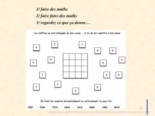 1/ faire des maths 2/ faire faire des maths 3/ regardez ce que ça donne…