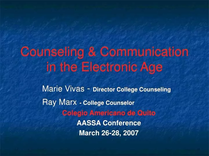 counseling communication in the electronic age
