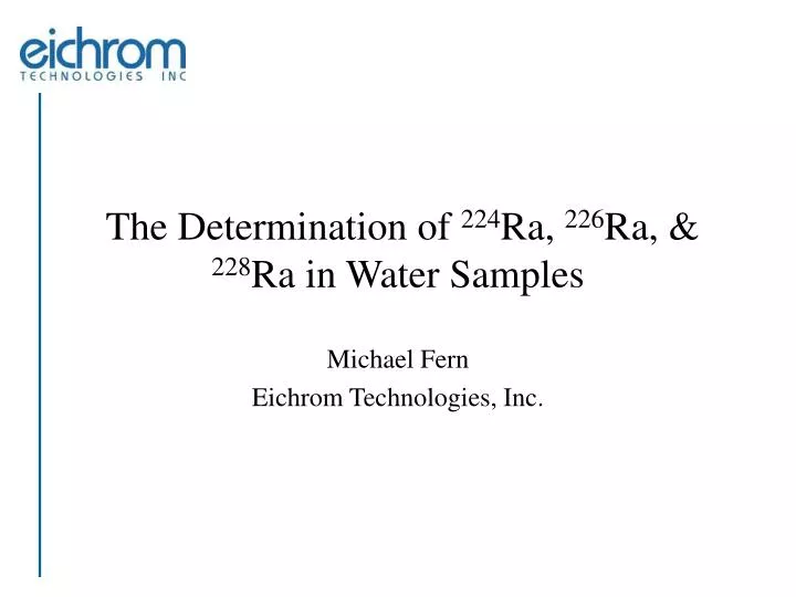 the determination of 224 ra 226 ra 228 ra in water samples