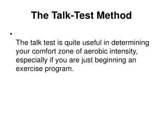 The Talk-Test Method