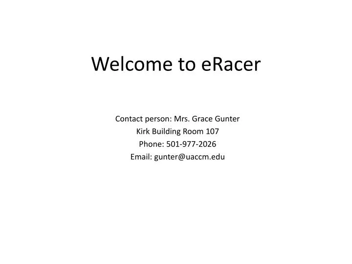welcome to eracer