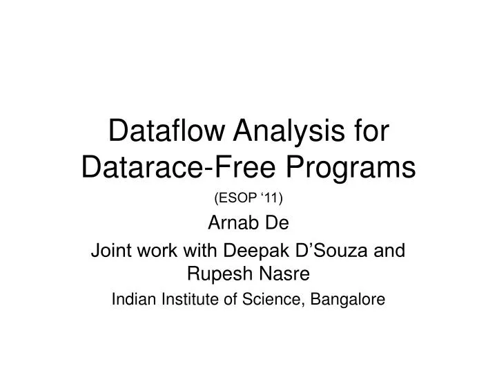 dataflow analysis for datarace free programs