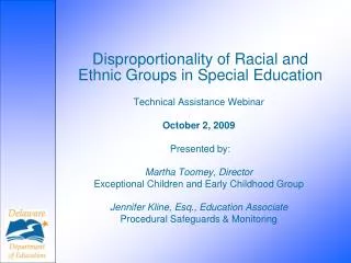 Disproportionality of Racial and Ethnic Groups in Special Education
