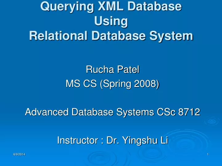 querying xml database using relational database system