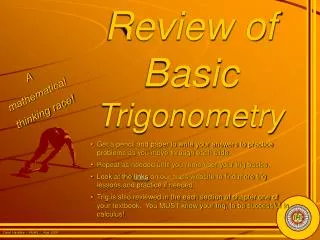 Review of Basic Trigonometry