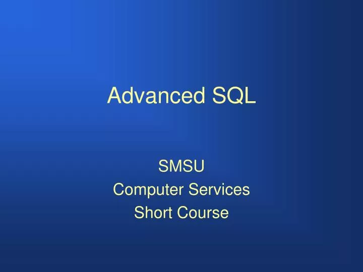 advanced sql