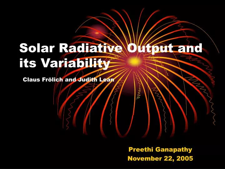 solar radiative output and its variability