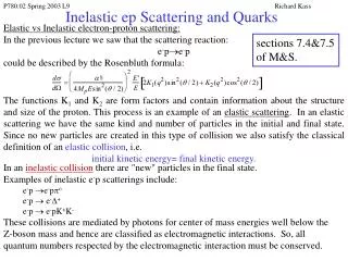 Inelastic ep Scattering and Quarks