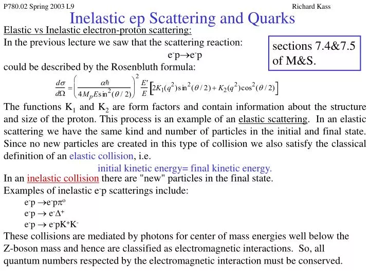 inelastic ep scattering and quarks