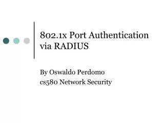 802.1x Port Authentication via RADIUS