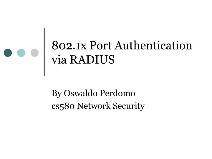 802 1x port authentication via radius