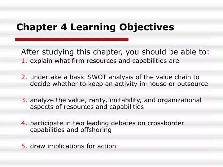chapter 4 learning objectives