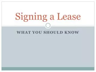 Signing a Lease