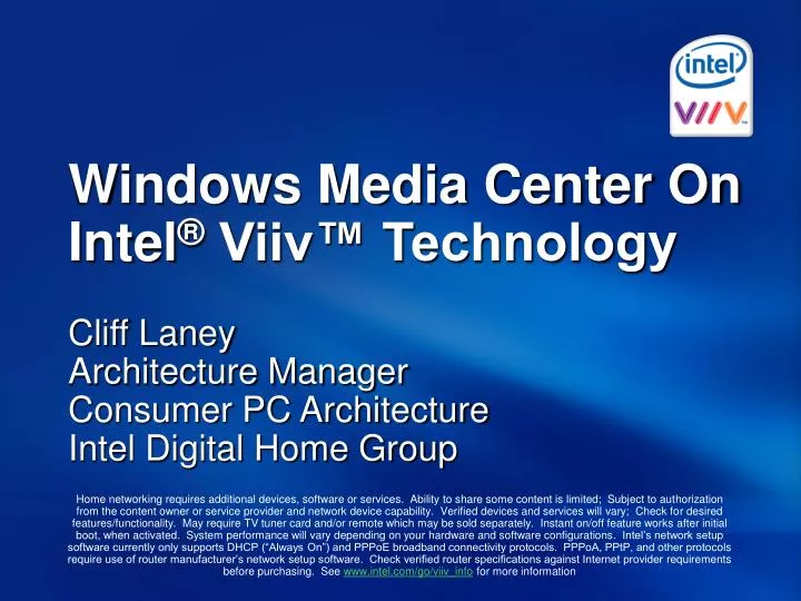windows media center on intel viiv technology