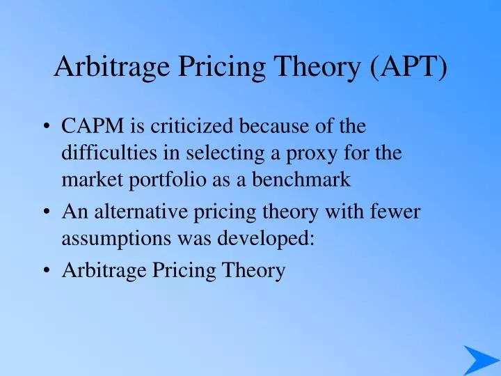 arbitrage pricing theory apt