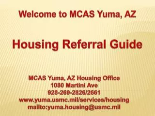 Welcome to MCAS Yuma, AZ